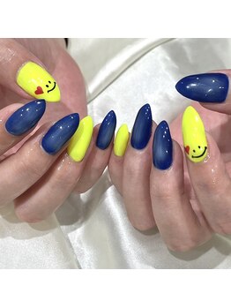 夏ネイル ブルー×イエロー