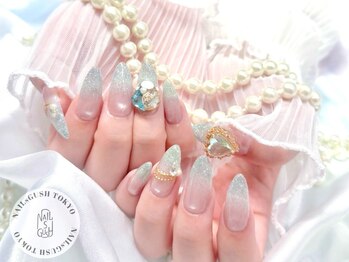 ネイルズガッシュ 溝の口店(NAILs GUSH)/ラメグラ/ビジュー/キラキラ