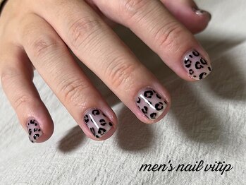 ヒョウ柄　クリア　メンズネイル