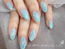 水色ドットネイル