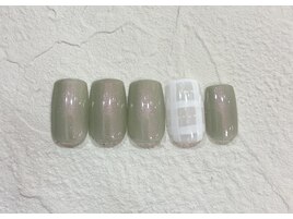 グリーン×チェックネイル