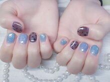 キラキラネイル 川口 南鳩ヶ谷店/シアー感ハートデザイン