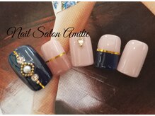 ネイルサロン アミティエ(Nail Salon Amitie)/バイカラー×ビジューfootネイル