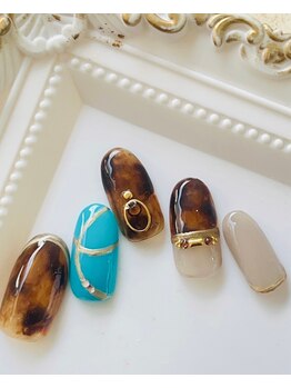 ネイルファクトリー 横浜ベイクォーター店/べっこうネイル ¥12100
