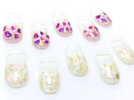 ラメ+シェルネイル