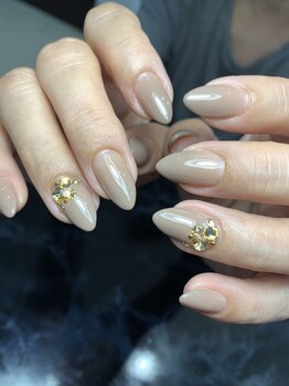 レディグリッター(Lady glitter)/グレージュグラデーションネイル