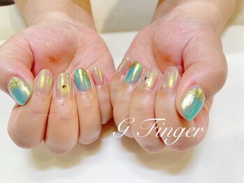 ジーフィンガー 大井町店(G Finger)/グリーン&グレージュのオーロラ
