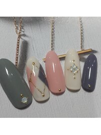 秋アーガイルネイル