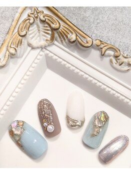 ネイルファクトリー 横浜ベイクォーター店/囲みシェルアートネイル¥12100