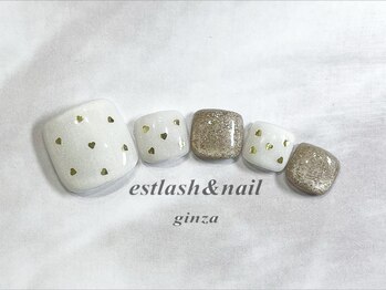 フットゴールドミニハートネイル