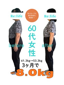 リライフ 岩国店(Re:Life)/60代女性 3ヶ月で‐8.0キロ