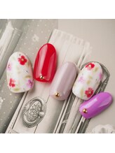ラ カゼッタ(La casetta)/ワンカラー花柄ネイル