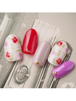 ラ カゼッタ(La casetta)/ワンカラー花柄ネイル
