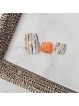 リアン 学芸大学(LiEN)/【FOOT】縦マーブル オレンジ