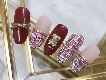 ドナ シェリダ(Dona Cherida)/ツイードネイル/赤/ボルドー