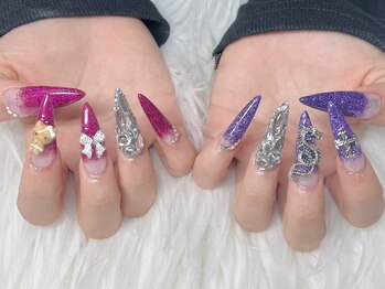 ネイルアルバ(Nail ALBA)/ラメグラ×埋めつくし