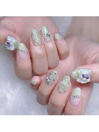 キルティングネイル、お花リボン