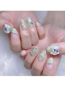 ハミ 新大久保(H'ami)/キルティングネイル、お花リボン