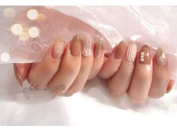 サロン ド フィーユ(Salon de Fille)/ニットのアートとチェックnail