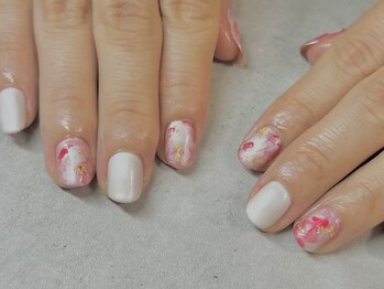 エヌドットプラスネイル(N.plus NaiL)/マーブルネイル/金箔