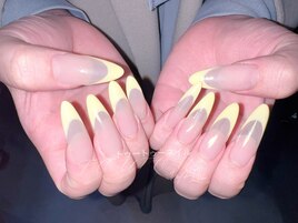 黄フレンチxスカルプ長さだし