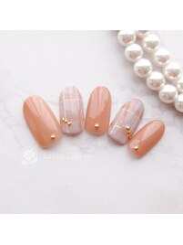 秋ネイル/チェック柄/ワンカラー