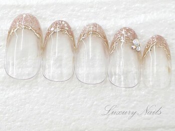 ラグジュアリーネイルズ アカバネ(Luxury Nails Akabane)/キラキラ*ミラーフレンチ