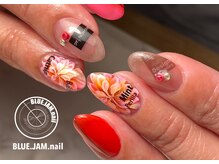 ブルージャムネイル(BLUE.JAM.nail)/立体的な手描きART［ダリア］