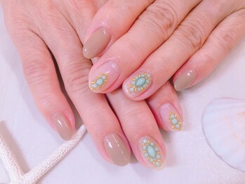 夏ネイル☆ターコイズ