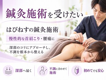 神田はぴねす鍼灸整骨院の写真/【慢性的な首肩こり・腰痛に】マッサージでは届かない深部のコリに◎本格鍼灸施術で徹底ケア!