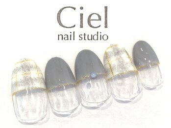 シエルネイルスタジオ 新宮店(Ciel nail studio)/グレーチェックデザイン☆