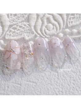 たゆ ネイル(たゆnail)/桜手描きアートネイル