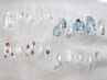 【新規】抜け感！透け感ニュアンス！クリアデザインネイル　¥6500→¥5980