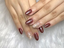 シンプル＊ビジューネイル