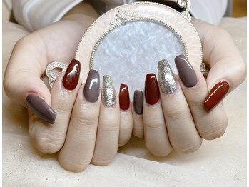 ヘブン ネイル 鶯谷(HEAVEN Nail)/ボルドーブラウンネイル