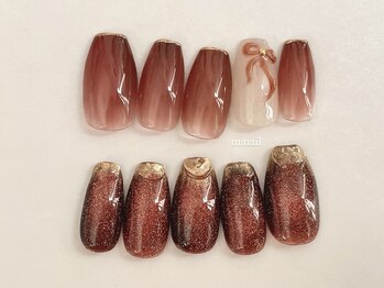 ボルドーマグ×リボンネイル