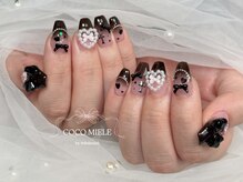 ココミエレ(COCO MIELE)/黒ピンク地雷系ガーリーネイル