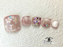 ネイルエイト 新百合ヶ丘(nail8)/桜舞う華やかフットネイル