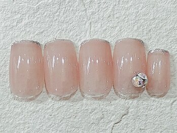 Vカットストーン×ラメライン