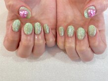 アルティノ ネイル ガーデン(altino nail garden)/グリーン/キラキラ/ハート