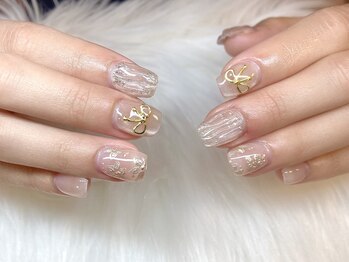 マシェリ(MA CHERIE)/ミラーフラワーネイル