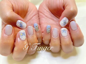 アイスブルー×雪の結晶ネイル♪