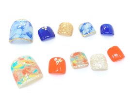 ワンカラー+マーブル柄