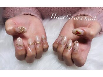 ハズグラスネイル(Haze Grass nail)/ハート、リボンネイル