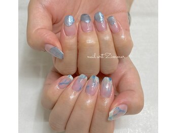 ネイルアート ジマー/クリアニュアンスのちぐはぐ