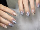 水色ドットネイル