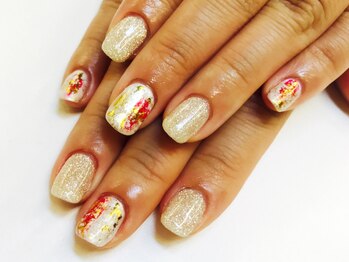 ネイルサロン ジュネイル(NAIL SALON JUNAIL)/和ネイル 赤×ゴールド