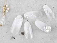 サンミーゴネイル 神戸店(Sunmego Nail)/シアーホワイトフラワーネイル