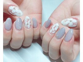 ホワイトフラワーネイル
