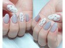 ホワイトフラワーネイル